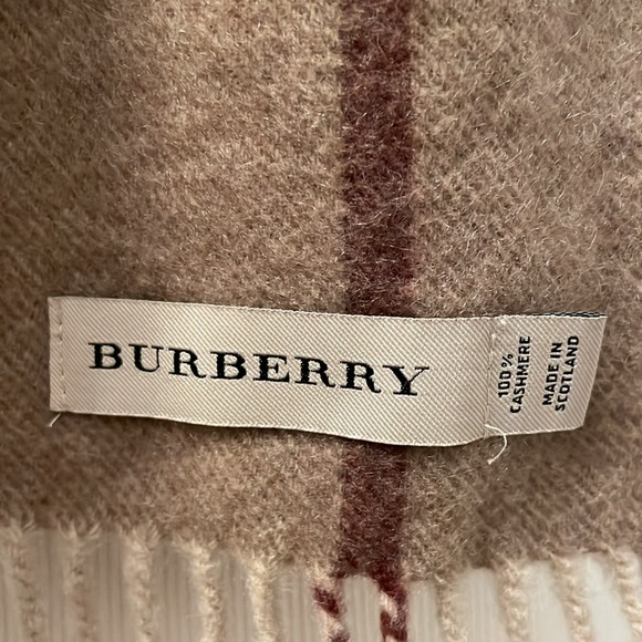 Auth Burberry 💯 Cashmere Nova Check Scarf Soft Brown Burgundy Dark Brown - Picture 3 of 9